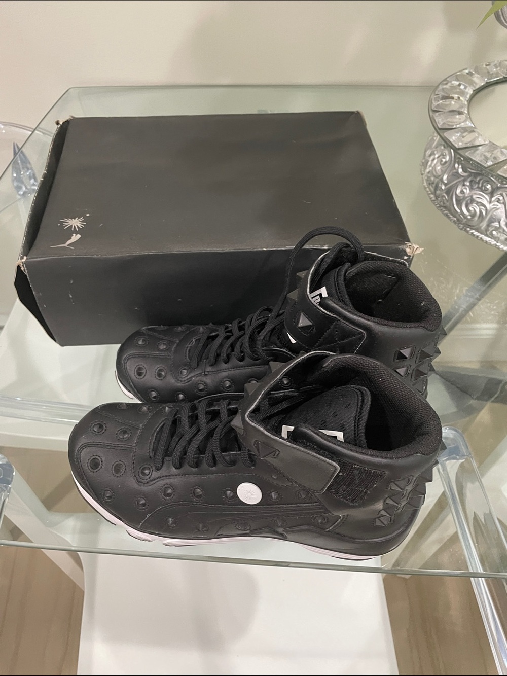 Black High-Top Men's Shorts (Appears as Footwear)